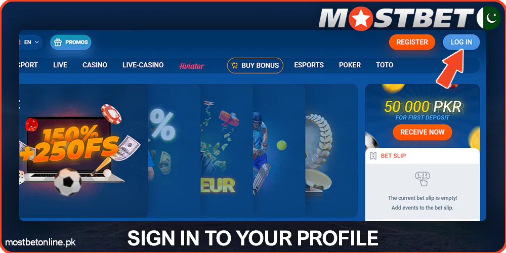 Sign in to your Mostbet profile