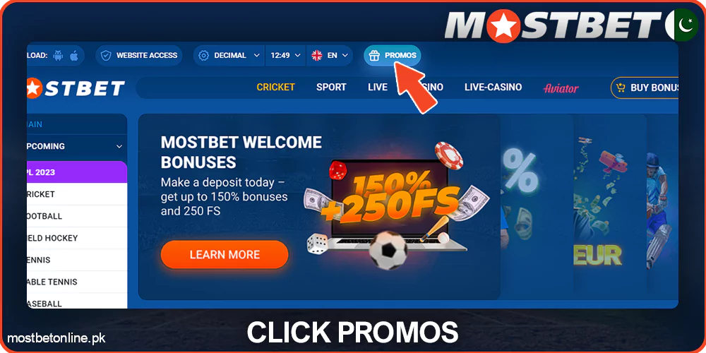 Select promos at Mostbet