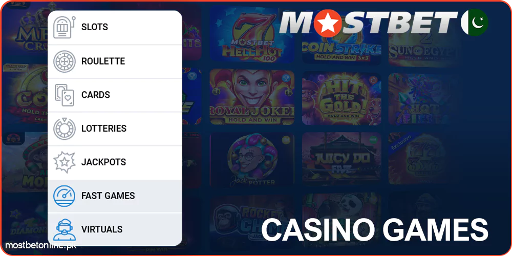 Categories of games at Mostbet Casino