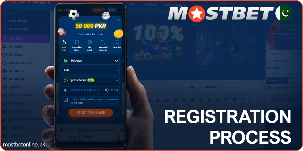 Registering a Mostbet account through the application