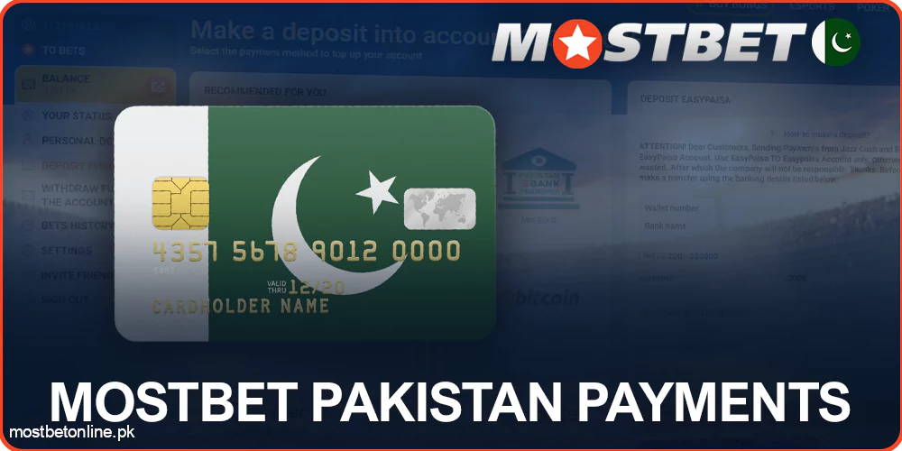 Payment methods for Pakistanis on Mostbet