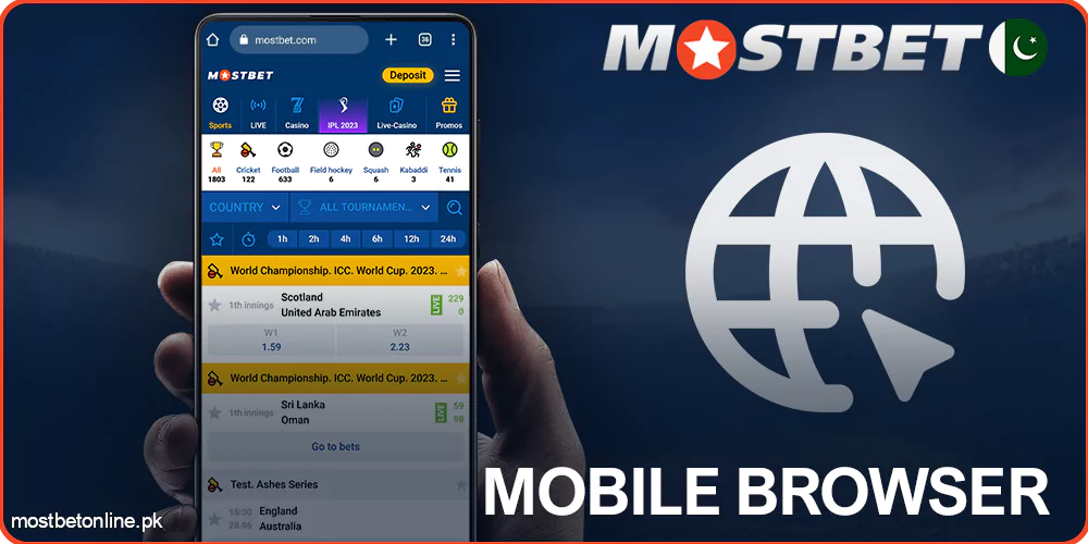 Mobile version of Mostbet for the browser