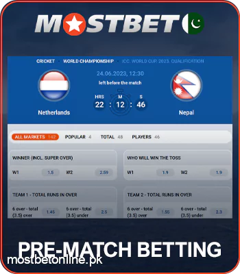 Pre-match betting at Mostbet