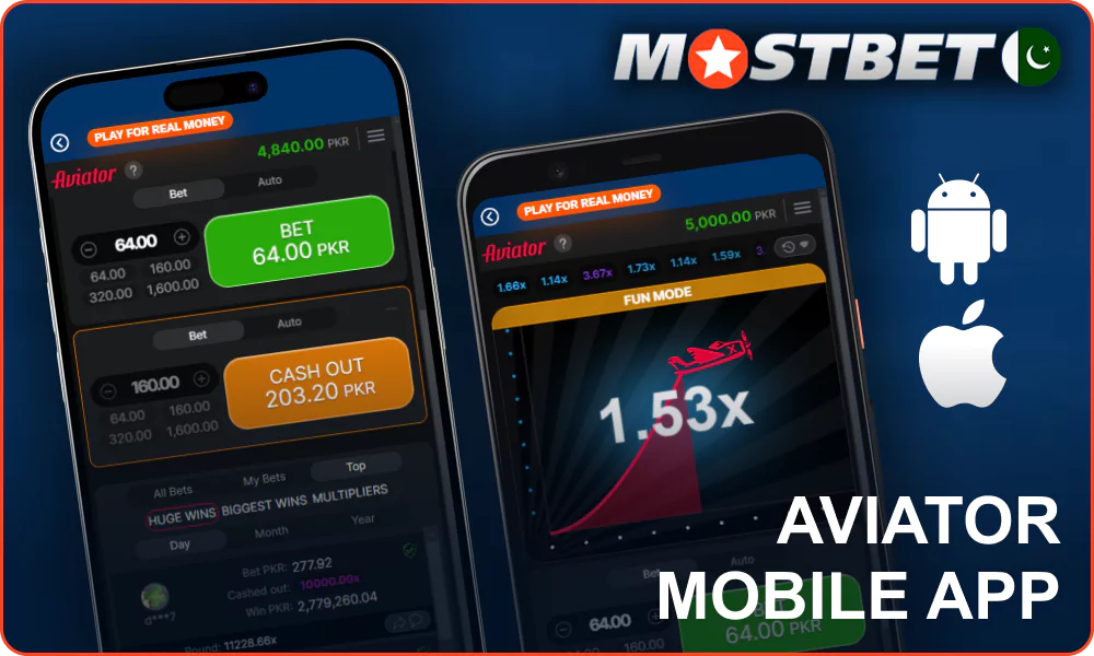 Mostbet Pakistan mobile app for Aviator games