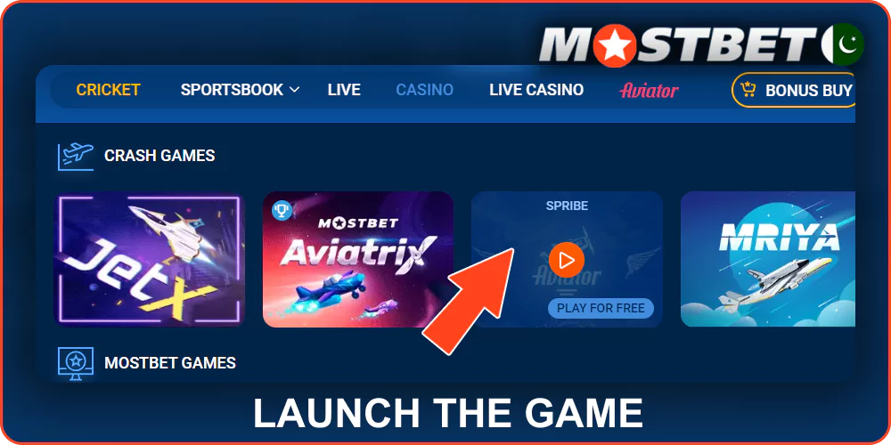 Select Aviator Mostbet game