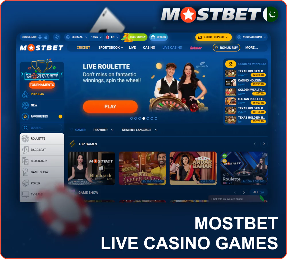 Live casino at Mostbet Pakistan