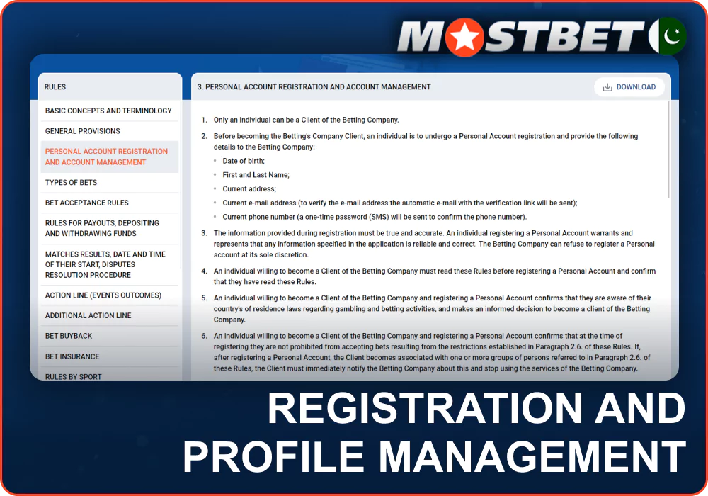 Rules of Registration in Mostbet Pakistan