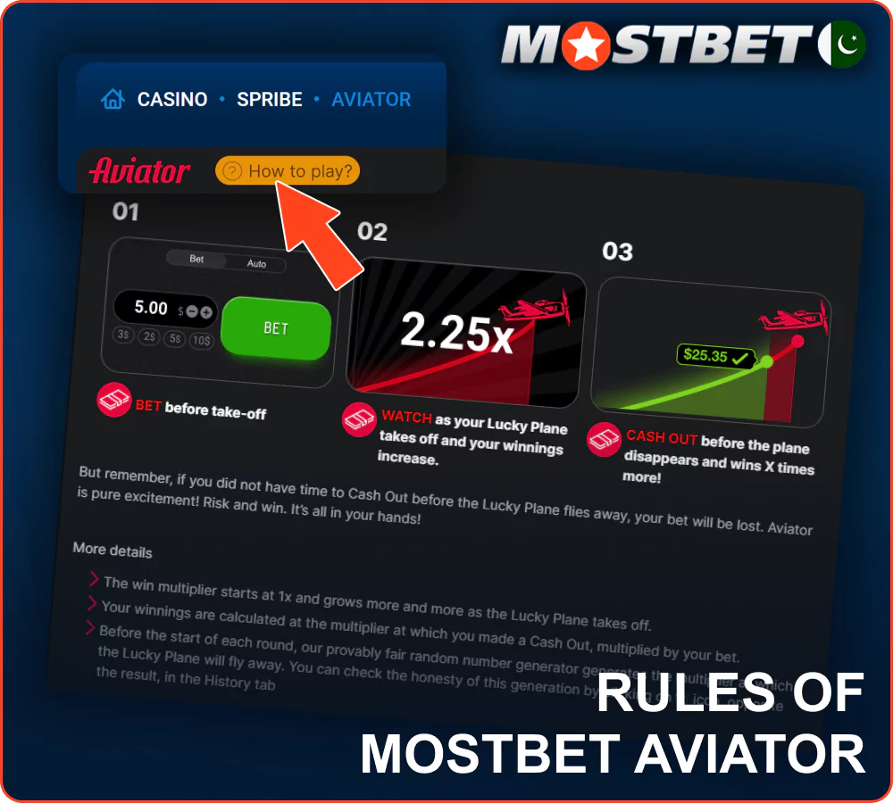 Aviator game rules at Mostbet Pakistan